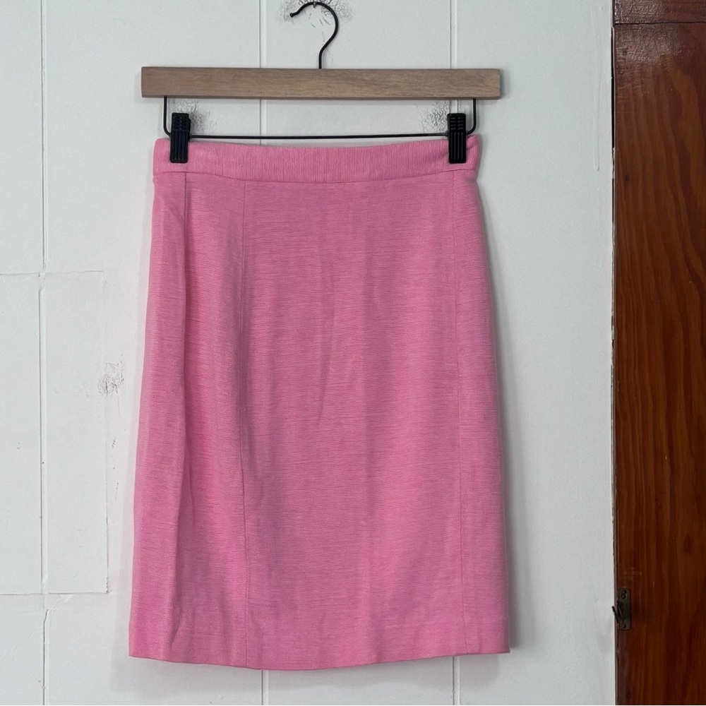 Perry Ellis Bubblegum Pink Linen Pencil Knee Length Skirt Size 6‎